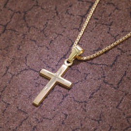 trendor Cross Pendant Gold 333 8 Carat + Gold-Plated Silver Necklace Children's Necklace, Gold Cross Pendant for Boys and Girls, Great Gift Idea 75274, Sterling Silver Yellow Gold Silver