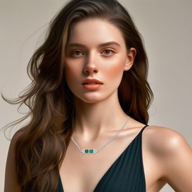 Tobestu Synthetic Peacock Quartz Hexagon Chakra Pendant Necklace for Women Platinum Plated Zircon Bullet Shape Necklaces for Daily Wear YA4726