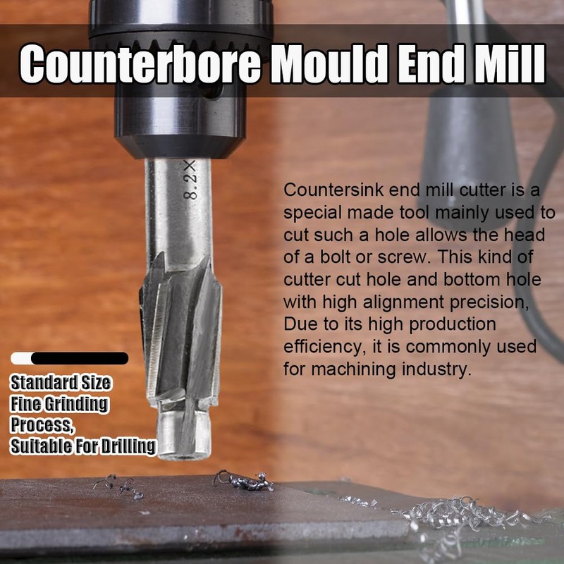 End Mill Cutter Drill Milling Bits, Akozon Countersink End Mill