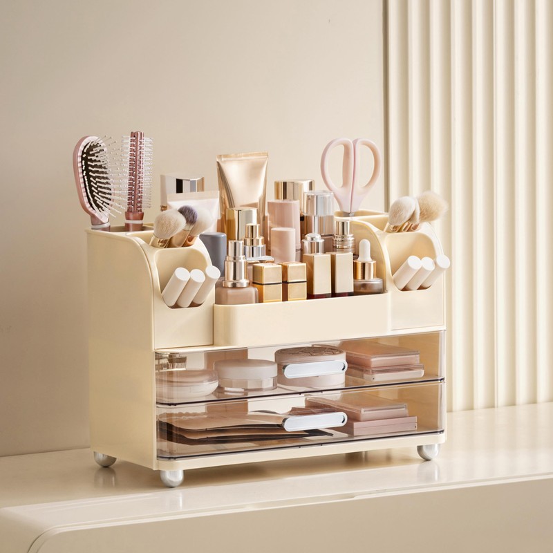 HBlife Makeup Organizer for Vanity with Brush Holder, Large Bathroom