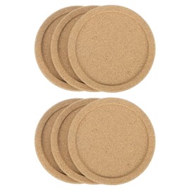 sourcing map 6pcs Cork Coasters 4 Inch 0.4 Inch Thick Non-Slip Heat-Resistant Absorbent Blank Coasters with Lip Reusable Wooden Coffee Coaster for Drink Home Office Bar DIY Crafts