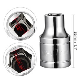 TOP-VIGOR 3/8-Inch Drive 7mm 6-Point Shallow Socket, Metric, Cr-V Drive Socket for Auto Repairing and Household