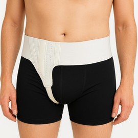 AT Surgical Right Side Inguinal Hernia Truss – Post-Surgery Support White Belt with Adjustable Strap & Compression Pad – Targeted Groin Relief for Men and Women (X-Large)