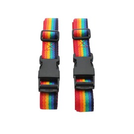 HIKS Products 2 x Adjustable Straps for Suitcase Luggage Case Bag In Rainbow