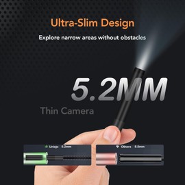 UNIOJO 5.2mm Borescope, Endoscope Camera with Light, IP67 Waterproof Sewer Camera with 4.3" LCD Screen, 1080P HD with 8 LED Lights, 32GB Card, Carrying Case, Gadgets for Men & Tools for Men