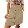 Women's Knee-Length Corduroy Skirt with Pockets, High Waist, Button Front,