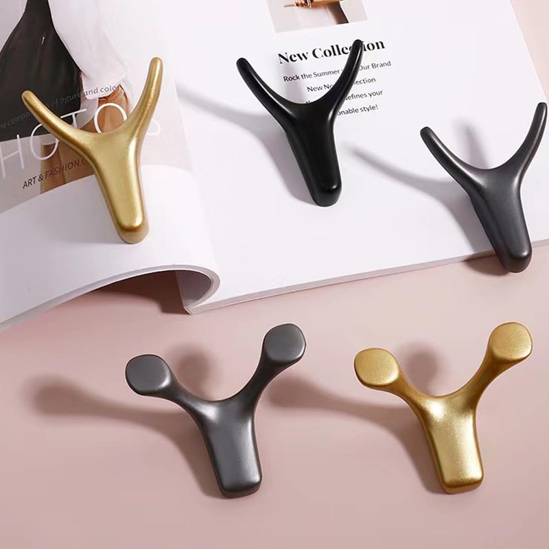 Tread star Pack of 5 Coat Hooks, Double Wall Hooks,