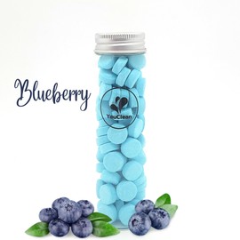 YouClean 90 Toothpaste Tablets in Refill/Recycle Glass Tube - for Travel and Daily Home Office Use - Nano Hydroxyapatite, Fluoride-Free, Vegan (Blueberry90)