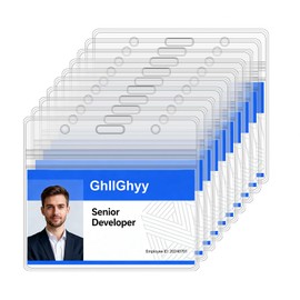 GhllGhyy 20 Pack Extra Thick Name Badge Holders, Durable & Sealable Waterproof Horizontal ID Badge Holders, Clear PVC Plastic Badge Sleeve for Credit Card/Proximity/RFID/Work Badge/Room Key