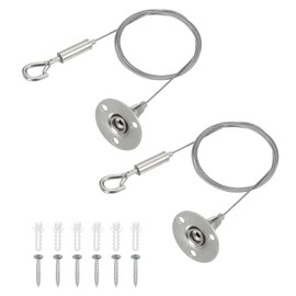 MECCANIXITY 100 x 1.5mm Adjustable Hanging Wires Kit, Heavy Duty Stainless Steel Wire Rope with Single Hooks for Picture Photo Light LED Screen Curtain Billboards DIY Mounting Clamp Pack of 2