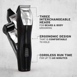 Wahl Groomsman 8 in 1 Multigroomer, Multigroomer for Men, Face and Body Trimming, Beard Trimmers Men, Men’s Stubble Trimmer, Grooming Set, Nose Trimmer, Body Trimming, 3 Interchangeable Heads
