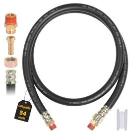 Gerguirry 3/8" Air Brake Hose 54 Inch, Air Brake Chamber Hose Assembly with 3/8" Fixed x Swivel End Fittings, SAE J1402 DOT Compliant Rubber Air Hose for Semi Truck Trailer