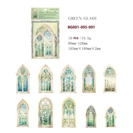Vintage Pattern Sticker,10pcs/bag,Waterproof Decorative Sticker For DIY Scrapbook Journal - Color: Green