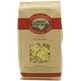 Montebello Organic Farfalle Artisan Pasta, Non GMO, 16 Ounces (Pack Of 12)