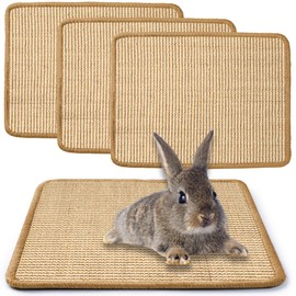 JanYoo Pack of 3 Scratching Mat for Rabbits, 40 x 30 cm, Reusable Rabbit Cage Inserts, Guinea Pig Mat, Pet Cage, Bed Linen for Biting for Rabbits, Guinea Pigs (Beige)
