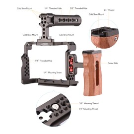 Andoer Camera Rig Kit for Sony A7R III, A7 II, A7III Camera Rig Kit with Wooden Handle on The Top Handle of The Video