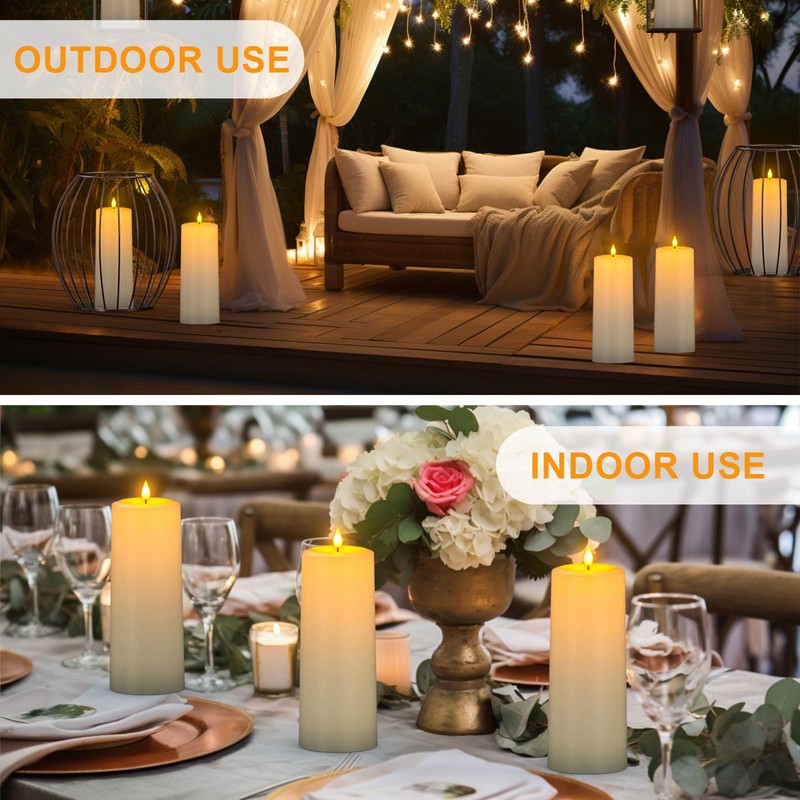 SoulBay 10" x 4" Flameless USB Rechargeable Candles, Solar Powered