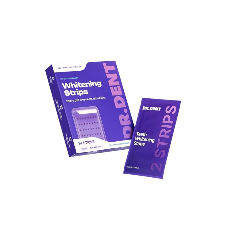 DR.DENT Purple Teeth Whitening Strips 7 Treatments - Enamel Safe