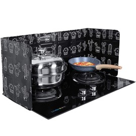 Shappy 2 Pcs 3 Sided Splatter Guard Foldable Grease Splatter Screen for Frying Pan Aluminum Foil Splash Guard for Stove Top Oil Splash Insulation Block Barrier for Cooking Kitchen Restaurant Use