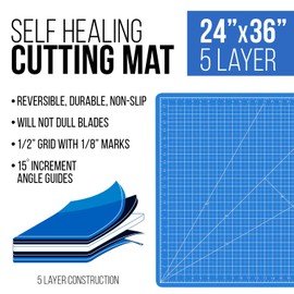 US Art Supply 24" x 36" PINK/BLUE Professional Self Healing 5-Ply Double Sided Durable Non-Slip Cutting Mat Great for Scrapbooking, Quilting, Sewing