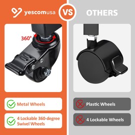 Yescom Portable Mobile Lecterns Podiums with Metal Lockable 360-degree Swivel Wheels, Wrench, Height Adjustable Standing Laptop Cart Desk Rolling Table Workstation Storage Tray Classroom Home Office