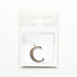 KK10-3S Japanese Cord Button Alphabet Charm [C] Silver 1 Piece Approx. φ0.7 inches (18 mm)