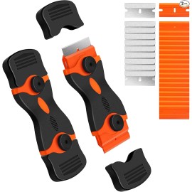 NoBrand Blade Scraper, 2 Pack Double Edged Scraper Tool with 30 Pcs Blades, Glass Scr