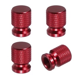 PATIKIL Aluminum Tire Valve Stem Caps, 4 Pcs Tire Valve Caps Vehicle Car Tire Air Caps Covers with O Rubber Ring Universal for Bicycle SUV Automotive, Red