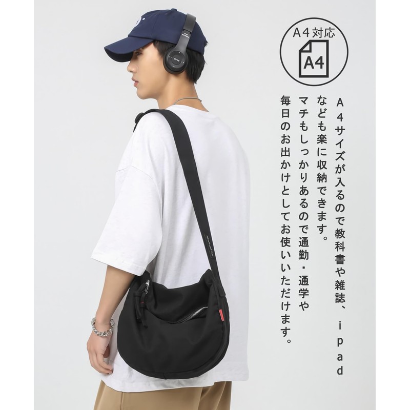 Raizm Lightweight and Large Capacity Shoulder Bag, Canvas Bag, Men's,