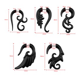 ZeSen Jewelry 16 g Graceful Tribal Spiral Fake Gauges Acrylic Ear Taper Pin Fake Plug Horn Stud Earrings