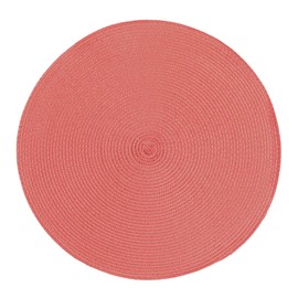 CAIT CHAPMAN HOME COLLECTION Round Braided Woven Polypropylene Plastic Placemats (Coral), Set of 6