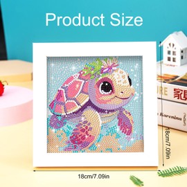 Children's Diamond Painting with Wooden Frame, 5D Diamond Painting Children's Animals Set, Full Diamond Painting Pictures Children Animals, 5D DIY Cartoon Diamond Painting Pictures, for Wall