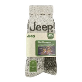 Jeep Mens 3 Pair Luxury Terrain Cushion Sole Walking Hiking Work Socks 6-11 (Stone)
