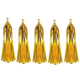 Tissue Paper Tassels Crepe Paper Streamers 25cm x 35cm Garland Bunting Gold Crepe Paper Craft Tassel for Baby Bridal Shower Birthday Party Hanging Decorations 5pcs