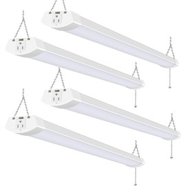 hykolity 4FT 120W LED Shop Light Linkable, 13000lm(400w Equivalent), 5000K Utility Shop Lights for Garages, Workshops, Basements, Hanging or Flush Mount, with Power Cord and Pull Chain, ETL, 4 Pack