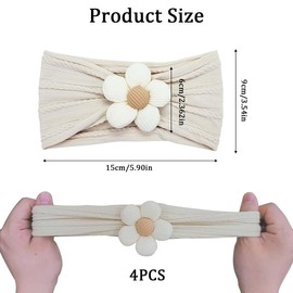 UEAVOID Pack of 4 Baby Girls Nylon Headbands, Baby Flower Headbands for Babies, Hair Accessories for Newborns, Toddlers Hair Bands, Baby Headbands, Baby Headbands