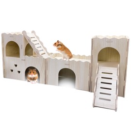 Hamster Hideout House Multi Chamber Rat Hide Hut Castle Large Climbing Playground Exploring Labyrinth Tunnel for Syrian Dwarf Gerbils Hamsters Mice (Pattern B)