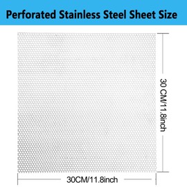 Perforated Metal Sheet - Perforated Stainless Steel Sheet, 11.8" x 11.8" Stainless Steel Preforated Sheet, 0.14" Hole, 0.048" Thickness