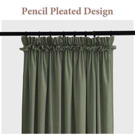 RYB HOME Sage Green Velvet Curtains with Hooks for Bedroom, Pencil Pleated Curtains 96 inches for Nursery Kids, Ruffle Curtains & Drapes for Living Room, W 52 x L 96 inches, 2 Panels