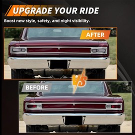 MOTRUM Tail Light Lens Compatible with Chevy Chevelle 1966, [DOT] [IP67 Waterproof] Tail Lamp Lens (Left + Right), Replace OEM #CH-TL/RL-66, 1 Pair, Smoked Lens