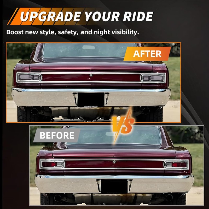 MOTRUM Tail Light Lens Compatible with Chevy Chevelle 1966, [DOT]