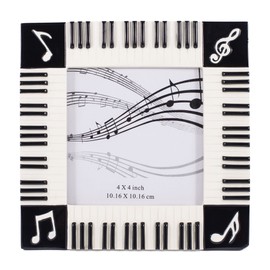 Broadway Gift Piano Keyboard Musical Notes Treble Clef Decorative 4x4 Picture Frame