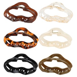 KIUEZIR 6 Stück Mittel Haarklammern im Wolkenform – Geometrische Krallenklammern für Damen Dickes & Feines Haar, Leichtem Acryl Griffclips mit Sicherer Halt, Accessoires für Alltags& Party Frisuren