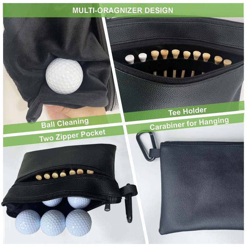 Golf Ball Pouch,Golf Tee Bag Tee Holder Bag,Leather Golf Ball