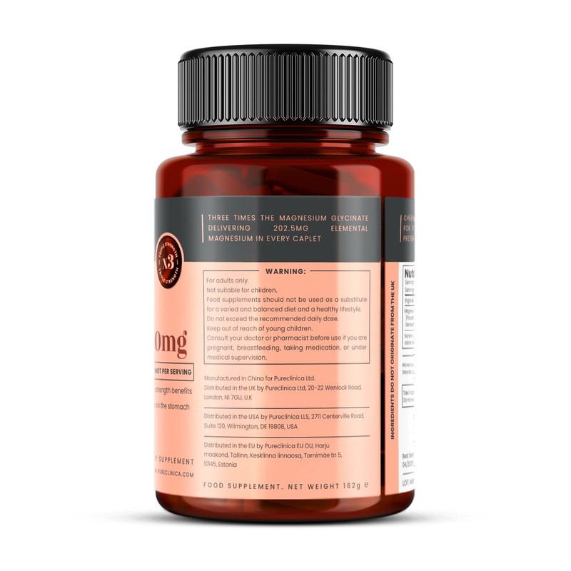 Triple Strength Magnesium Glycinate 1350mg x 90 Caplets – 202.5mg
