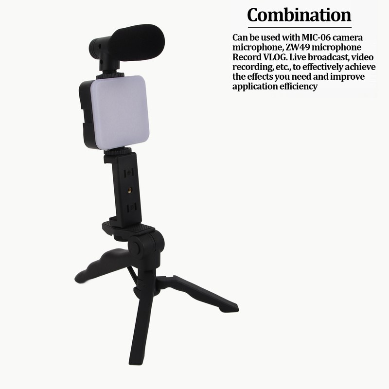 LED Video Fill Light Microphone Tripod Kit for Phone Camera