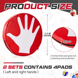 Relaxgiant 4 Pads Volleyball Blocking Pad Volleyball Setter Training Equipment Red Round Training Aid Player for Hitting and Blocking Mimics Hand Hitting Trainer Protects Blockers Hands