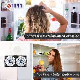 TITAN- 12V DC Double Rack Mount Ventilation Cooling Fan for Fridge Vent and Ventilation Grille with Speed Controller (90mm)