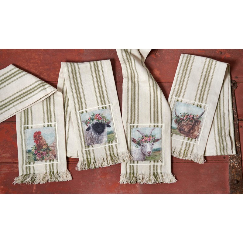 Primitives by Kathy Floral Crown Goat Kitchen Towel
