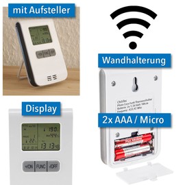 ChiliTec Pilota Casa Display 433.92 MHz Thermostat Radio Set with Socket - Wireless Socket with Temperature Radio Transmitter - Automatic Temperature Control